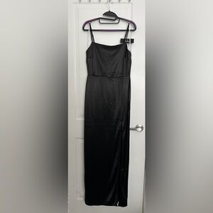 Lulu's Elegant Black Satin Maxi Dress